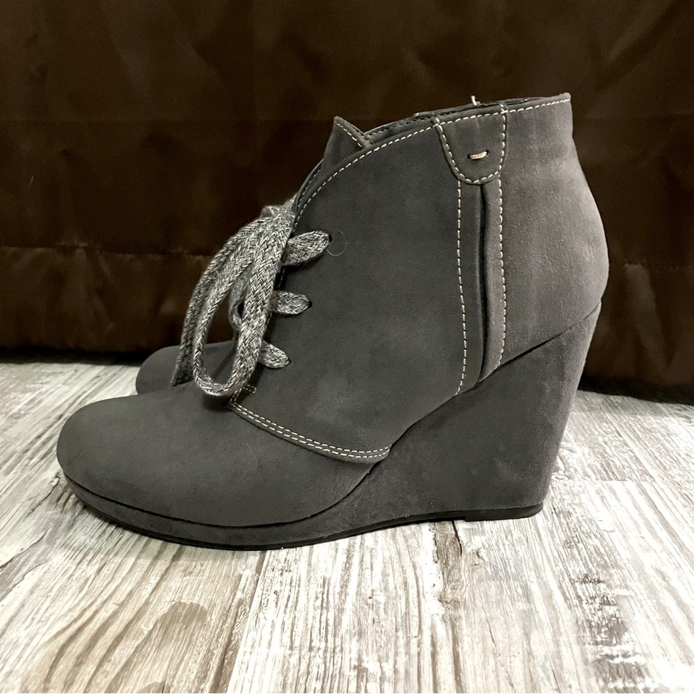 Dark Grey Lace-Up Booties